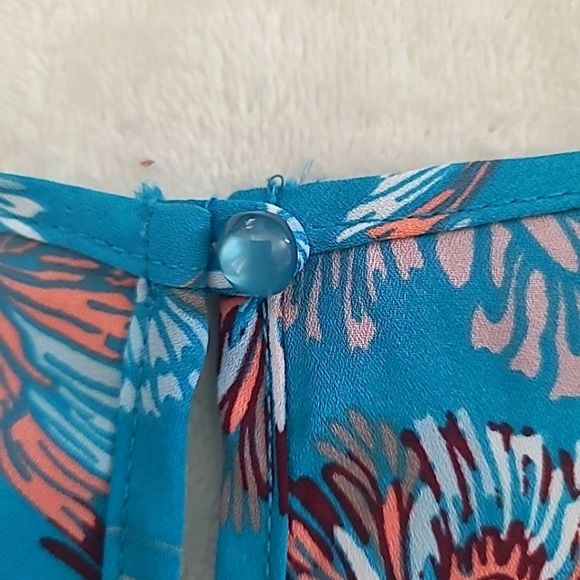 Grayson Cato Blue Butterfly Floral Tunic Medium Long Sleeve Boho Cottagecore - Picture 5 of 15